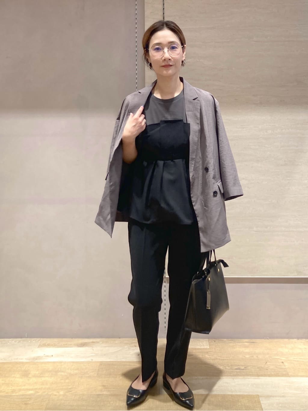 たけねぇさんの「OPAQUE.CLIP｜タックビスチェドッキングカットソー【洗濯機洗い可】」を使ったコーディネート