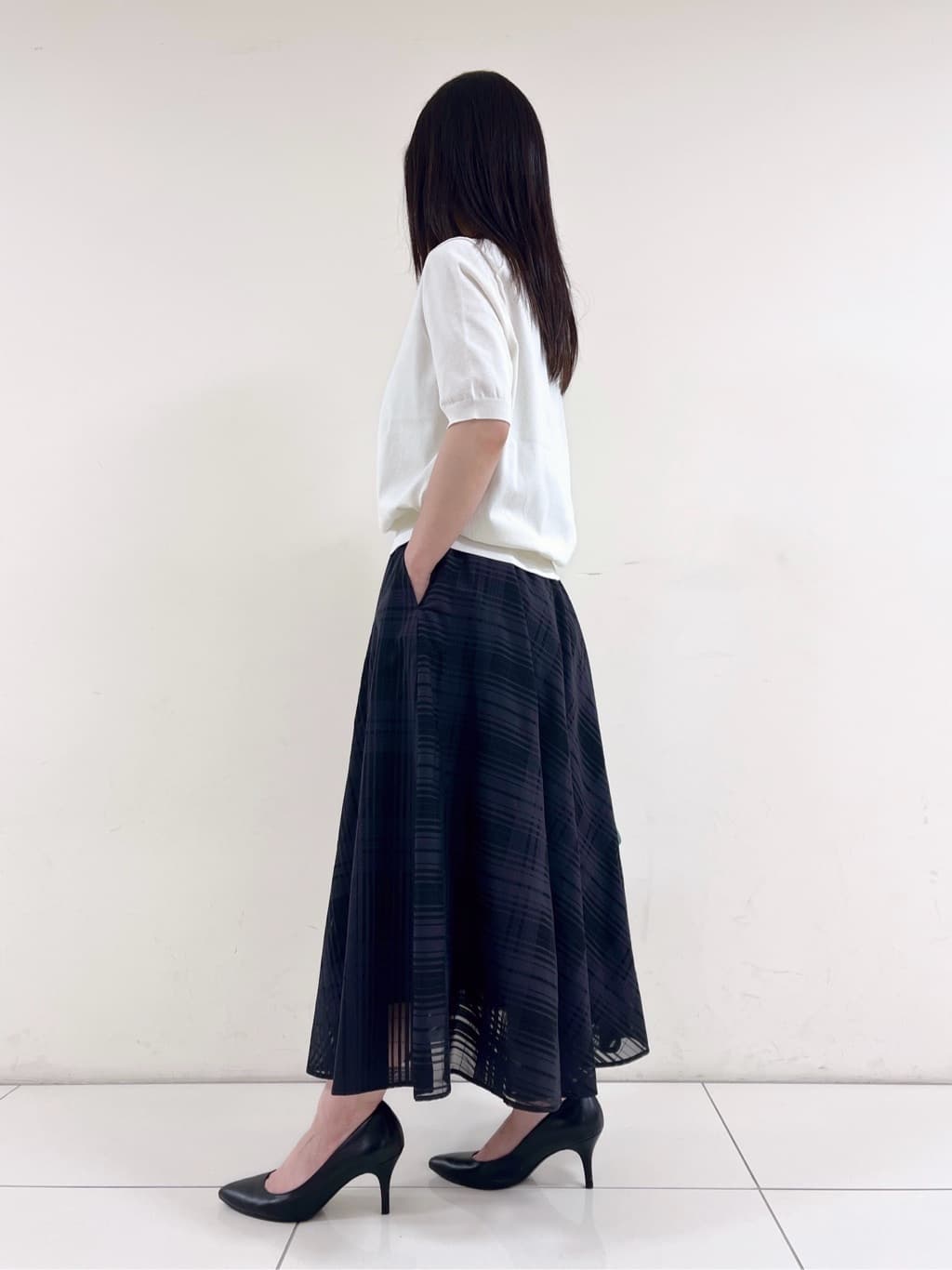 Ukiさんの「UNTITLED｜【トレンド/きれいめ】5分袖ポロニット」を使ったコーディネート