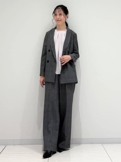 kayoさんの「INDIVI｜【洗える／オンオフ】チェック柄ダブルジャケット」を使ったコーディネート