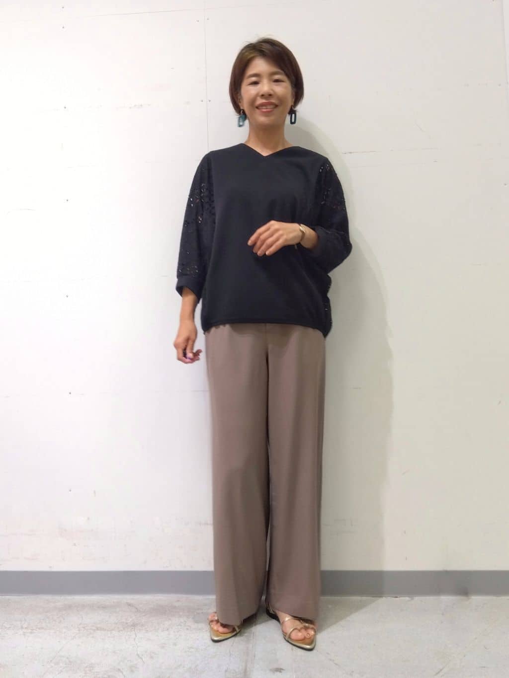 Kさんの「INDIVI｜【UVケア／SETUP可能】エアリージョーゼット ワイドパンツ」を使ったコーディネート