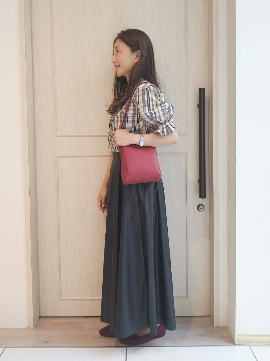 mi-saさんの「SHOO･LA･RUE｜【S-LL/5分袖】お袖タックできれいに魅せる 大人のチェックブラウス」を使ったコーディネート