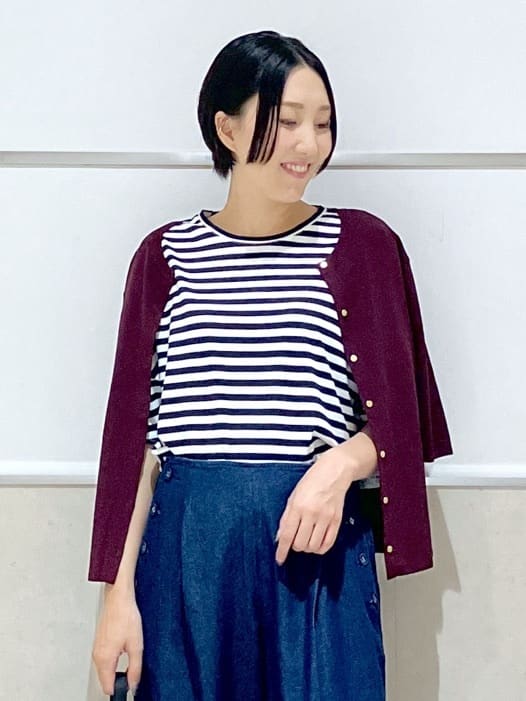 eriko さんの「Dessin｜【UVカット/洗える】2WAY五分袖カーディガン」を使ったコーディネート