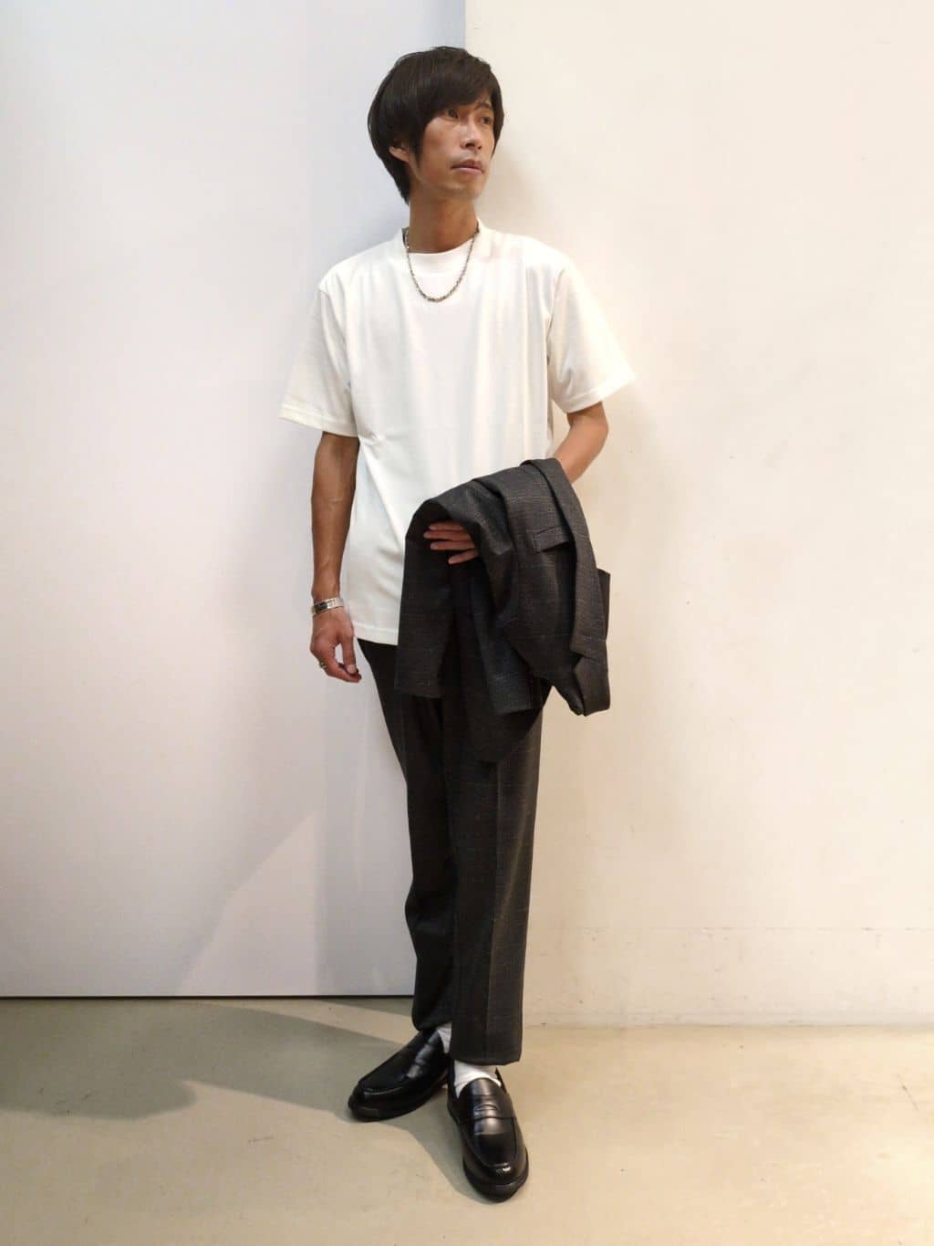takeさんの「THE SHOP TK｜ライトTRジャージジャケット【洗濯機OK/毛玉ができにくい/ストレッチ/セットアップ可】」を使ったコーディネート