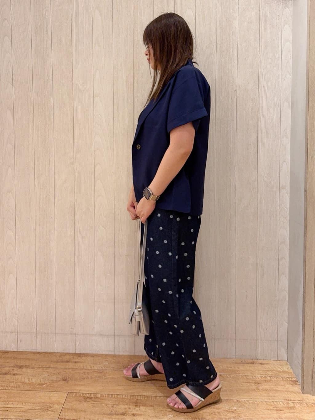 あーやさんの「SHOO･LA･RUE｜【S-LL】さらりと着たい大人のための 麻調半袖ジャケット」を使ったコーディネート