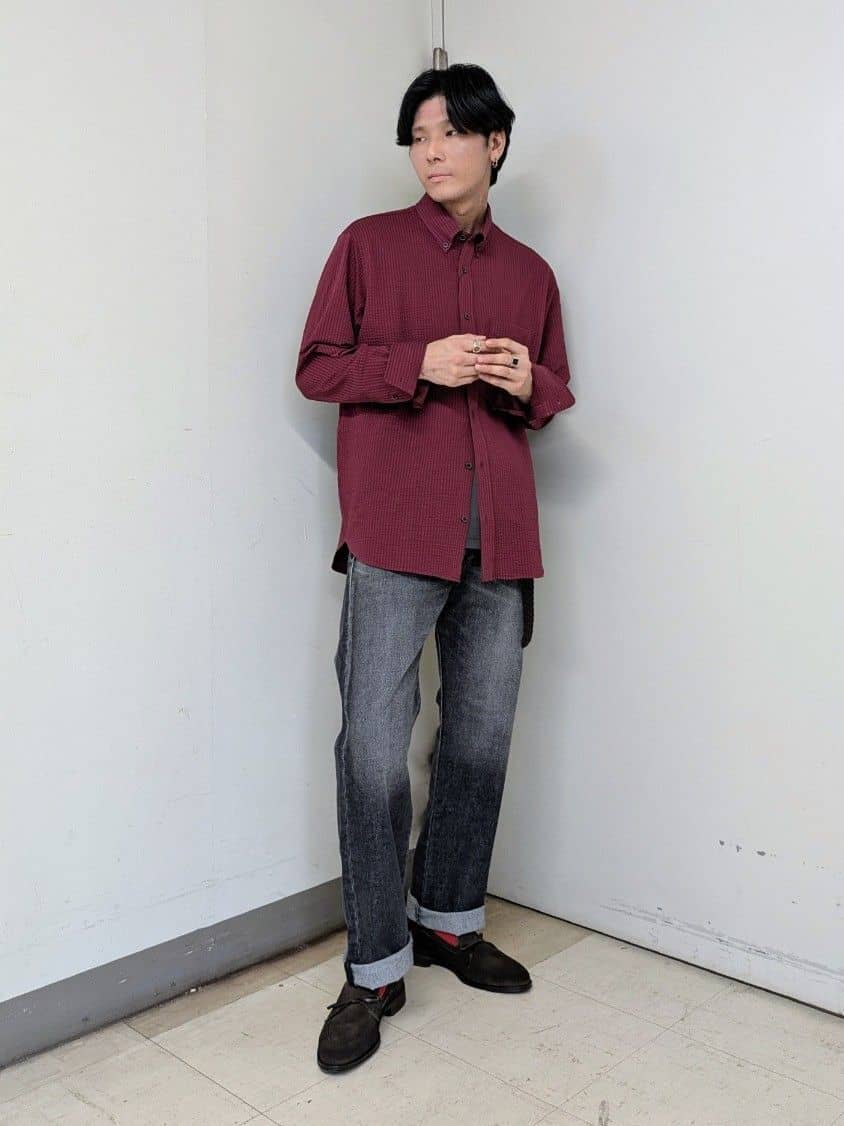 ryoさんの「TAKEO KIKUCHI｜【抗菌防臭/シーズンレス】シアサッカー ジャージシャツ」を使ったコーディネート