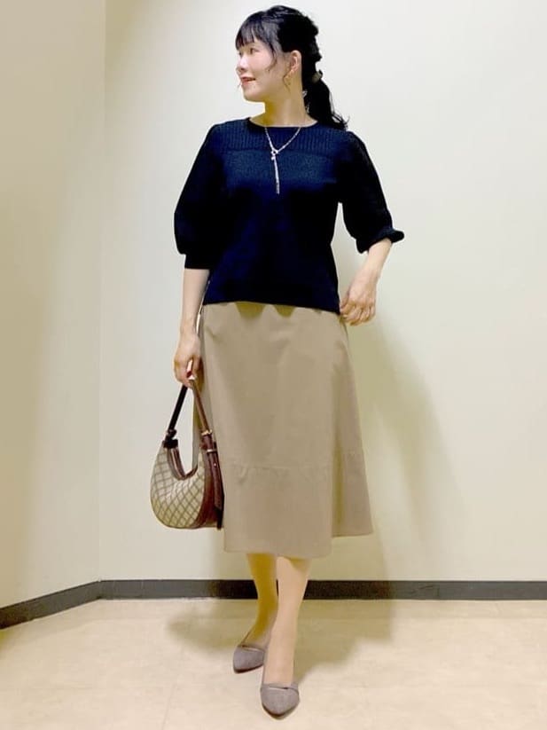  beni_gingerさんの「Reflect｜【選べる7色◎／手洗い可／二の腕カバー】半袖ニット」を使ったコーディネート