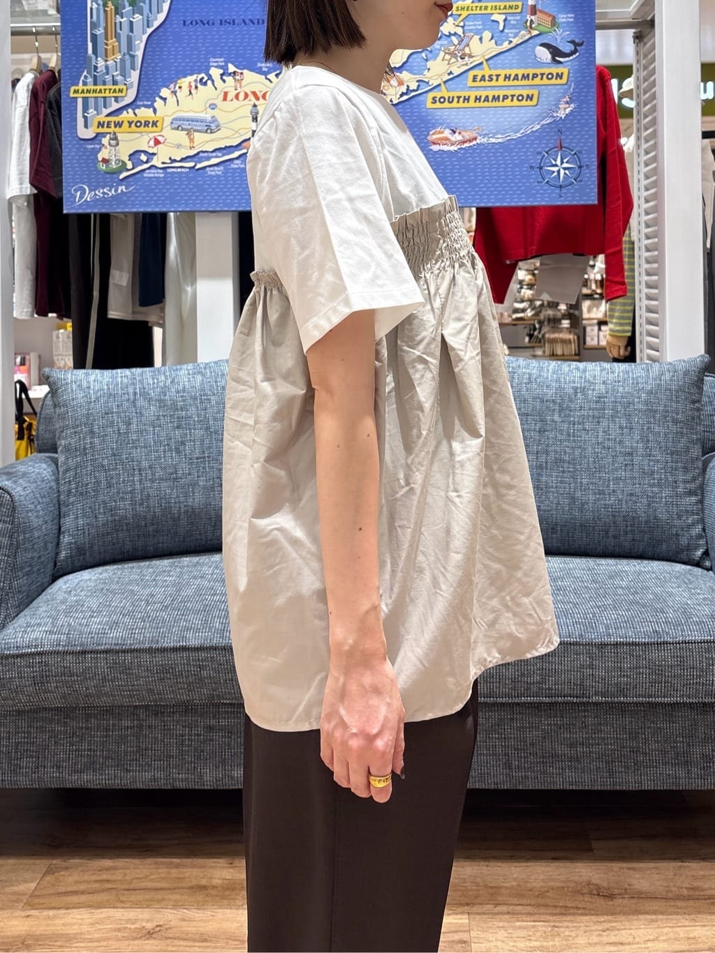 risaさんの「Dessin｜【ウエストゴム・洗える】センターライン入りテーパードパンツ（XS～L）」を使ったコーディネート