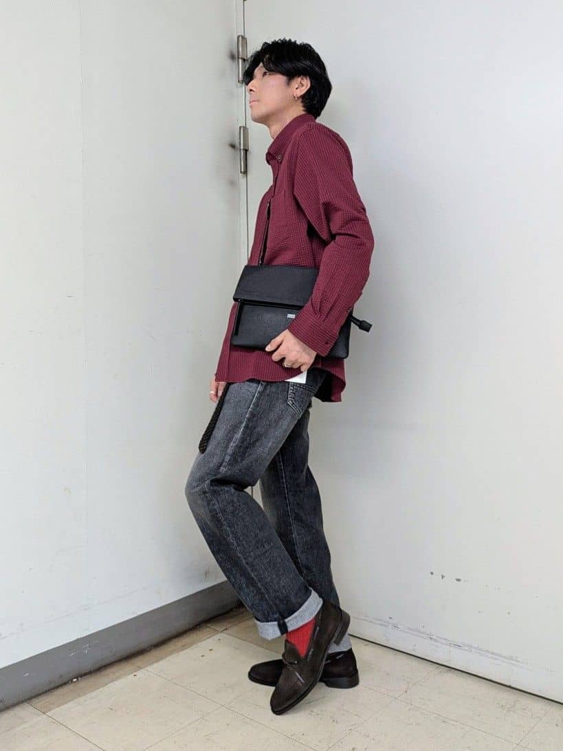 ryoさんの「TAKEO KIKUCHI｜【抗菌防臭/シーズンレス】シアサッカー ジャージシャツ」を使ったコーディネート