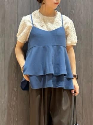 meiさんの「SHOO･LA･RUE｜【S-LL】大人も着やすい愛らしさ リボンヤーン半袖トップス」を使ったコーディネート