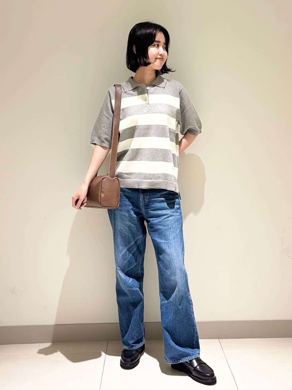 mayuさんの「Dessin｜【ユニセックス/洗える】ボーダーニットポロシャツ」を使ったコーディネート