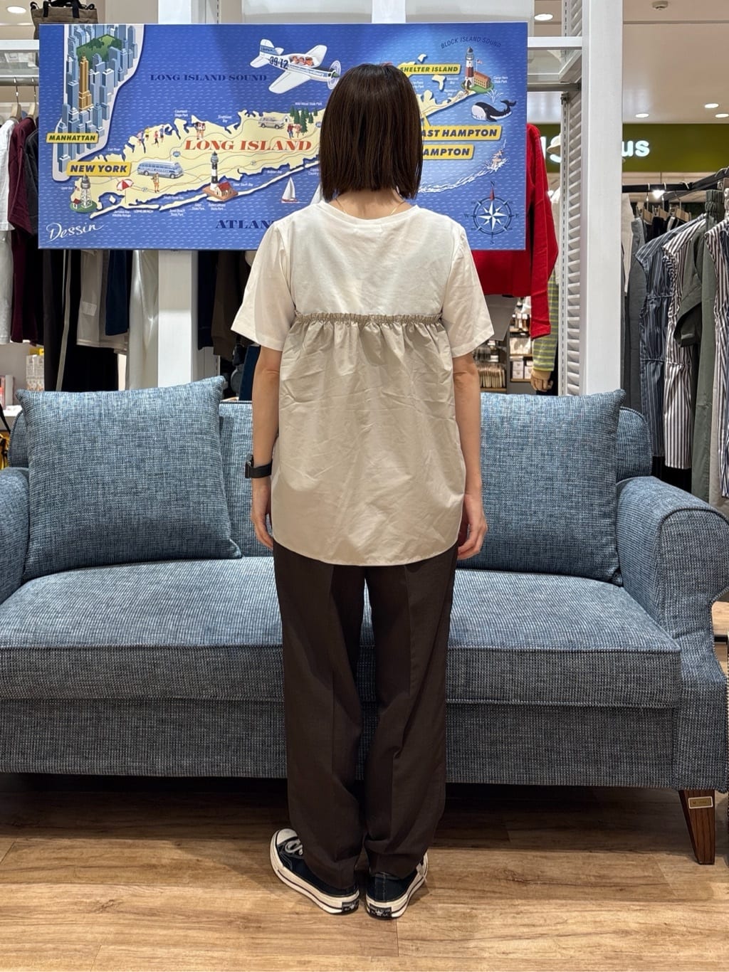 risaさんの「Dessin｜【ウエストゴム・洗える】センターライン入りテーパードパンツ（XS～L）」を使ったコーディネート