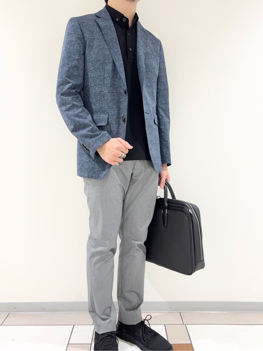及川さんの「TAKEO KIKUCHI｜【抗菌防臭】COOL DOTS（R）ドビープリント ジャケット」を使ったコーディネート