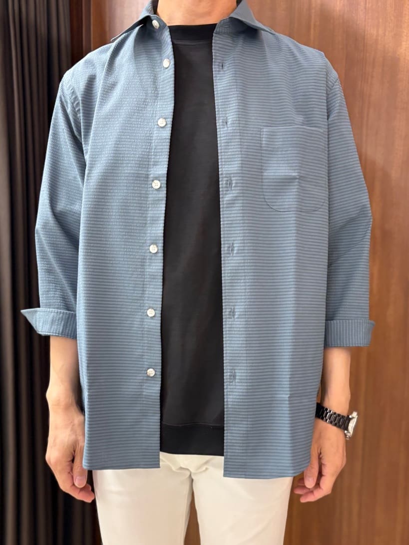 かたやまさんの「TAKEO KIKUCHI｜【COOL CITY WEAR】DotAir（R）サッカー シャツ」を使ったコーディネート