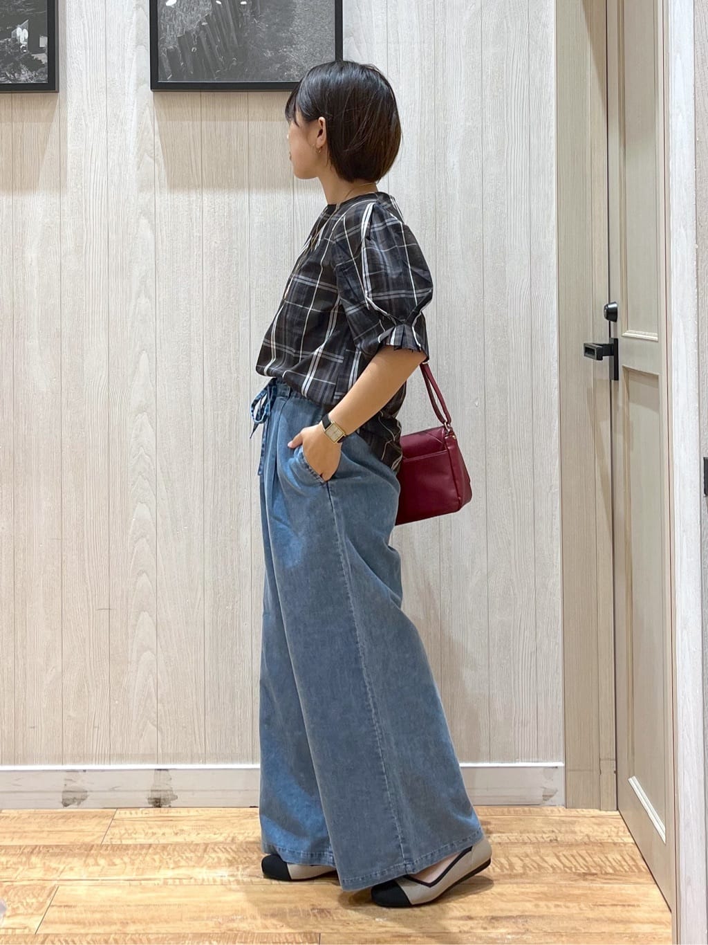 shirayuuuさんの「SHOO･LA･RUE｜【S-LL/5分袖】お袖タックできれいに魅せる 大人のチェックブラウス」を使ったコーディネート