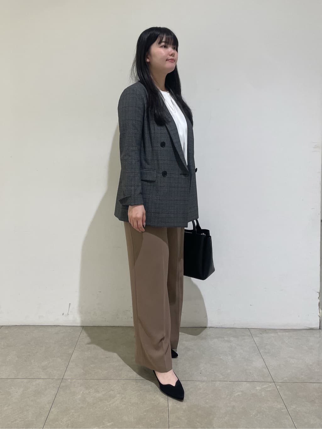 emikaさんの「INDIVI｜【洗える／オンオフ】チェック柄ダブルジャケット」を使ったコーディネート