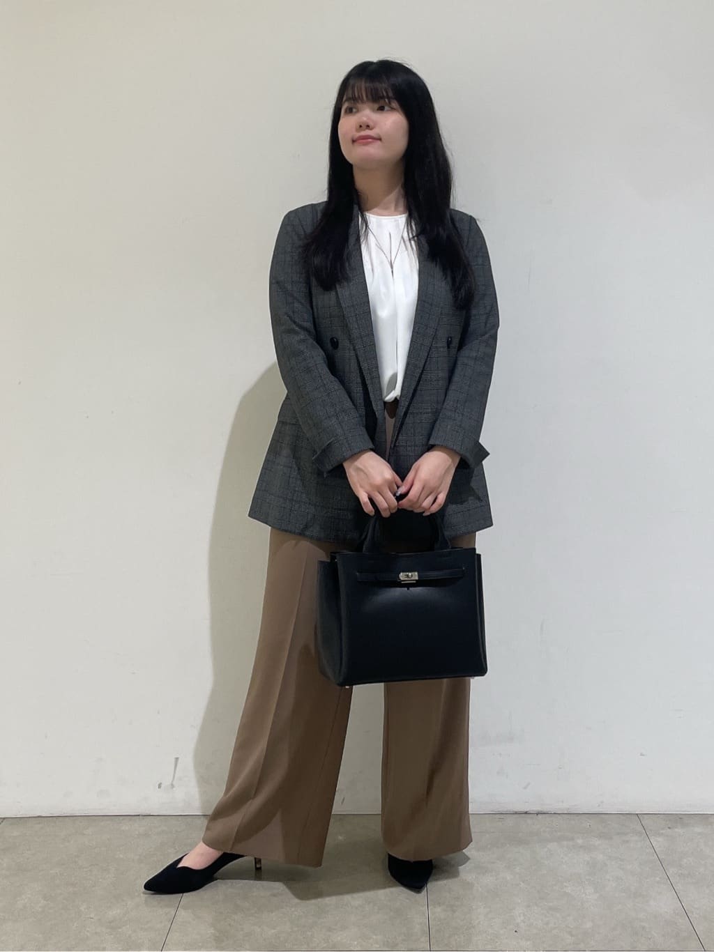 emikaさんの「INDIVI｜【洗える／オンオフ】チェック柄ダブルジャケット」を使ったコーディネート