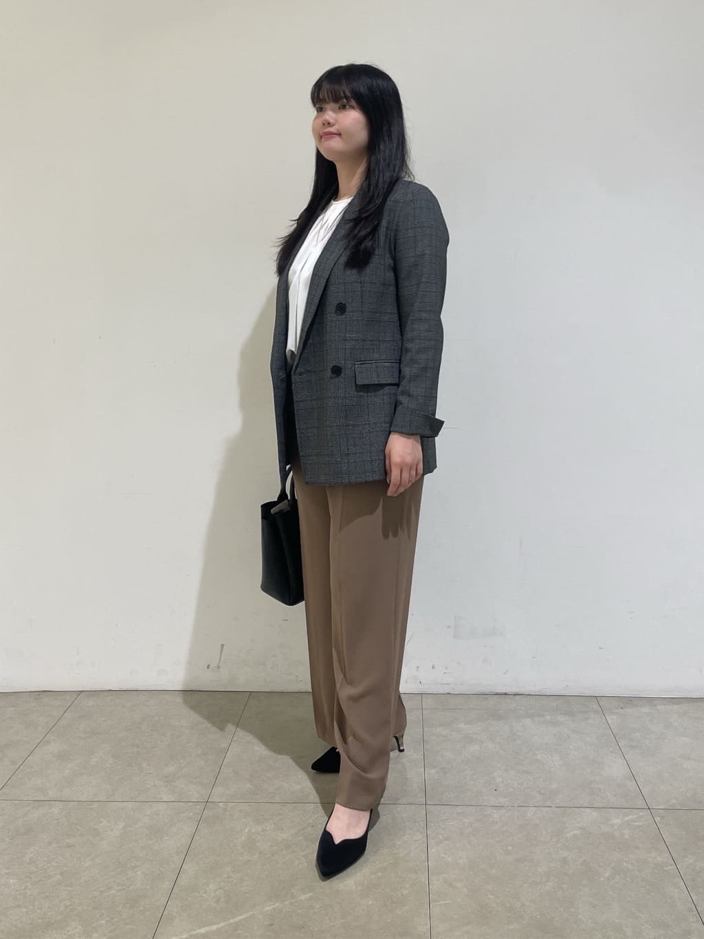 emikaさんの「INDIVI｜【洗える／オンオフ】チェック柄ダブルジャケット」を使ったコーディネート