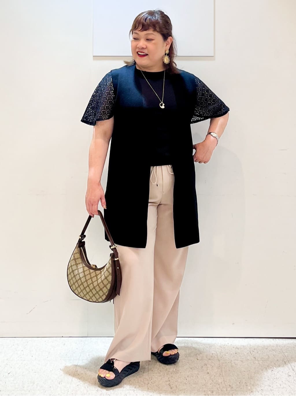 kimmyさんの「Reflect｜幾何レーススリーブプルオーバージャージ」を使ったコーディネート