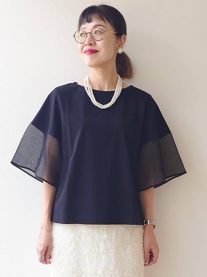 MUTSUKOさんの「UNTITLED｜【洗える/五分袖】シアースリーブ プルオーバー」を使ったコーディネート