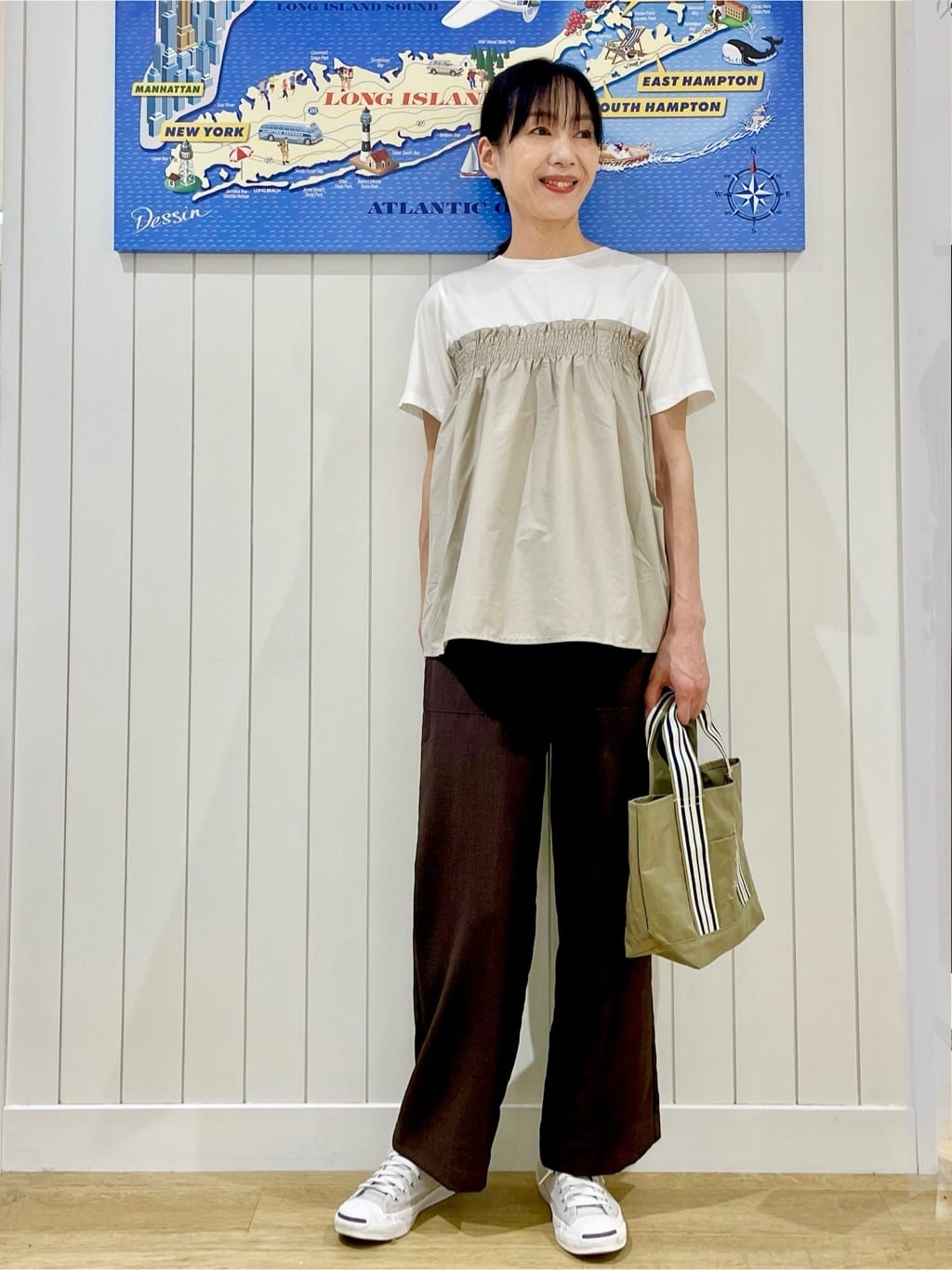 uwatokoさんの「Dessin｜【ウエストゴム・洗える】アウトポケットワイドパンツ（XS～L）」を使ったコーディネート