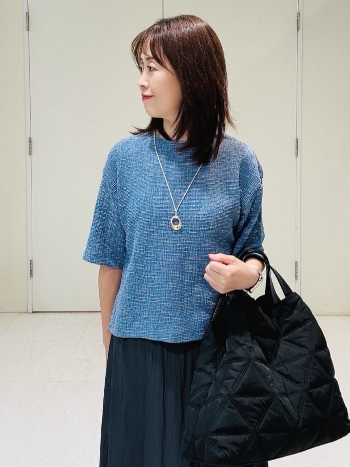 makiさんの「UNTITLED｜【五分袖/ジャージトップス】スラブカールマイヤープルオーバー」を使ったコーディネート