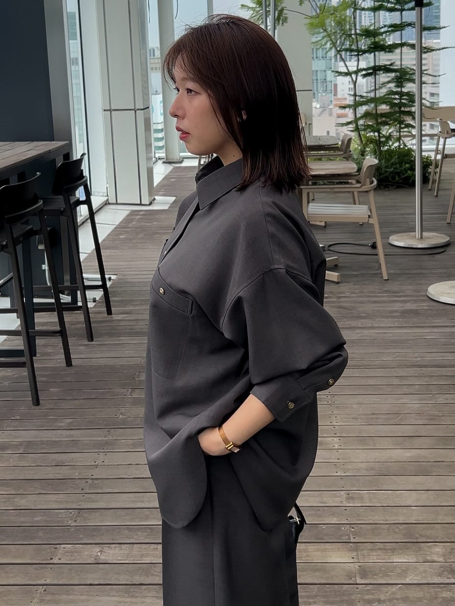 ちびゆきさんの「grove｜【カセット服/選べる着丈】洗濯機で洗えるオーバーシャツ」を使ったコーディネート