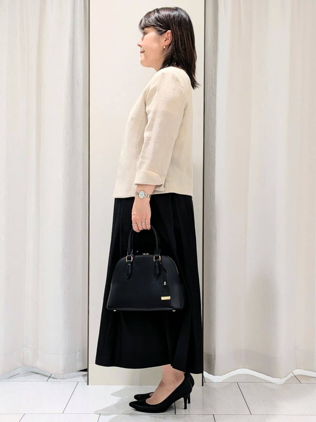 Onumaさんの「UNTITLED｜【短丈/日本製】カラミ風メッシュ ノーカラージャケット」を使ったコーディネート