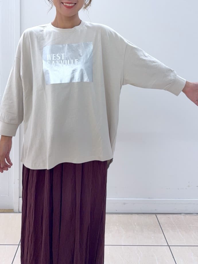 Osawaさんの「Dessin｜【洗える】箔プリントロングTシャツ」を使ったコーディネート