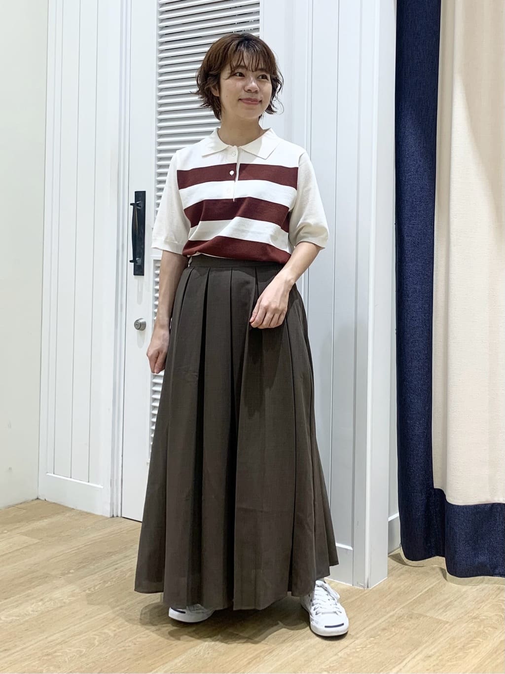 IMARIさんの「Dessin｜【ユニセックス/洗える】ボーダーニットポロシャツ」を使ったコーディネート