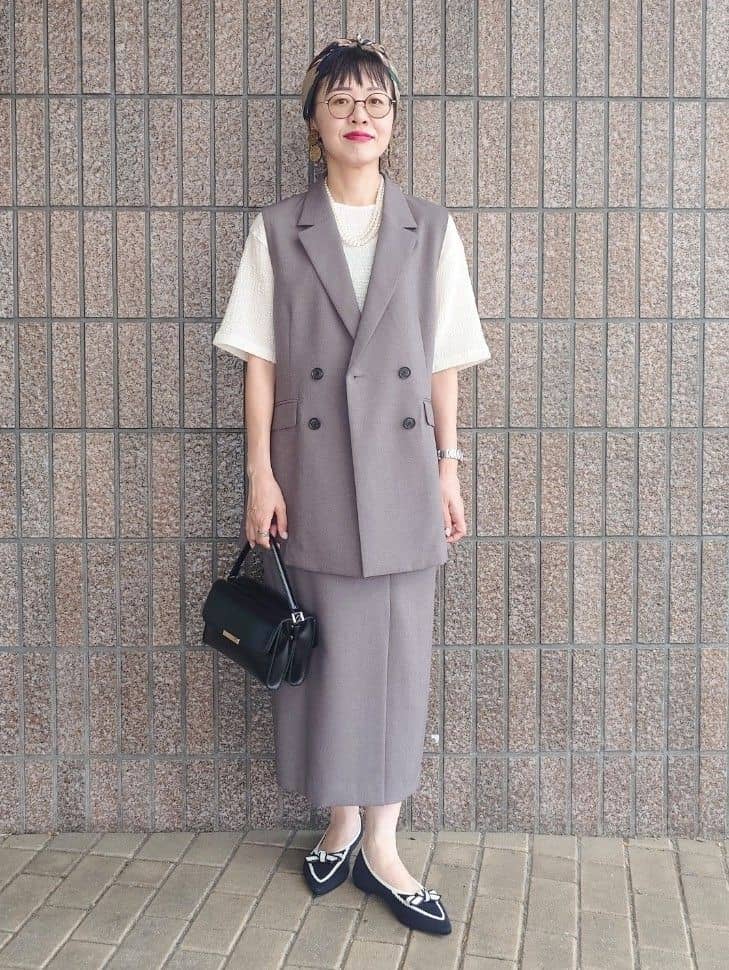 MUTSUKOさんの「UNTITLED｜【セットアップ可/洗える】スラブテーラードカラージレ」を使ったコーディネート