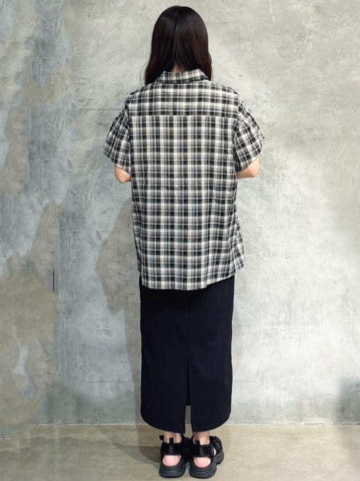 misaさんの「THE SHOP TK｜チェック柄チュニックブラウス」を使ったコーディネート