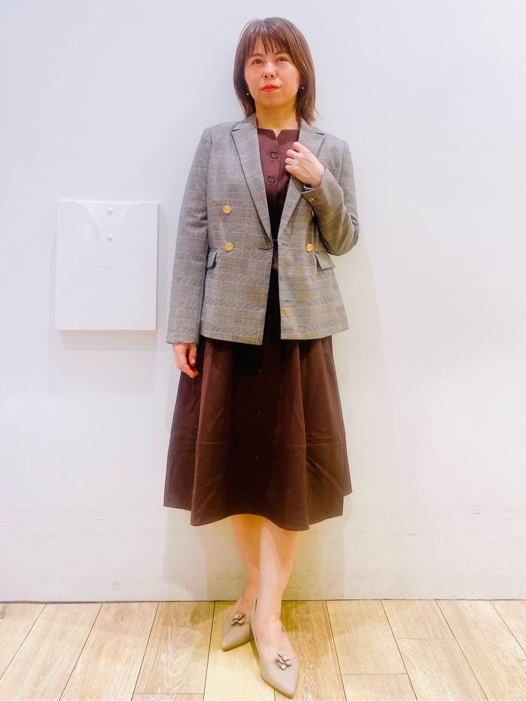 YUKOさんの「index｜タックパフスリーブワンピース【洗濯機洗い可／イージーアイロン】」を使ったコーディネート