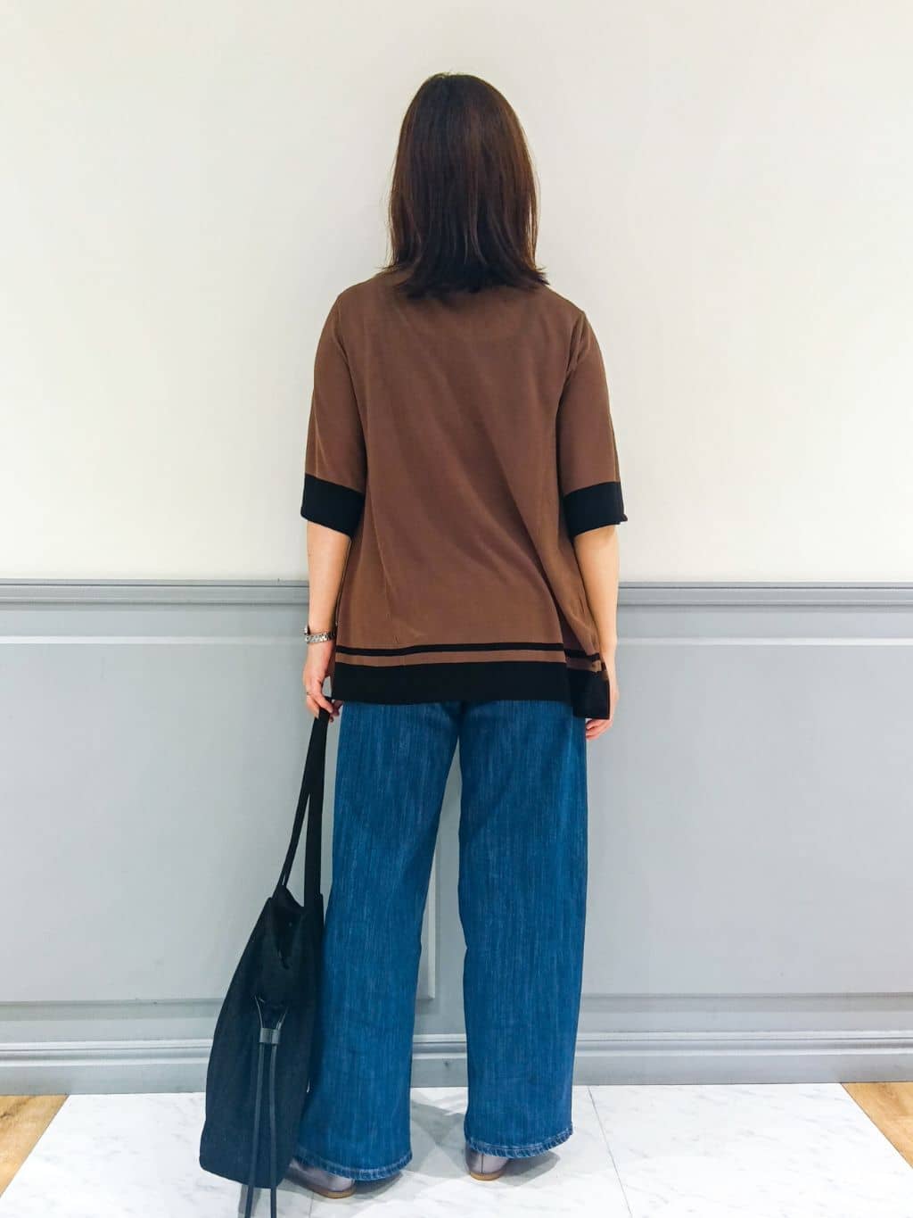 なっちゃんさんの「grove｜涼やか体型カバー　配色シアーニットプルオーバー」を使ったコーディネート