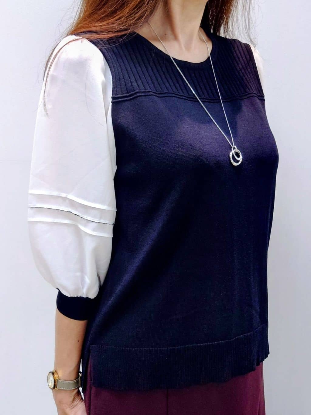 yoshiさんの「Reflect｜【WEB先行カラーあり／手洗い可】ジョーゼットスリーブ&times;ニット」を使ったコーディネート