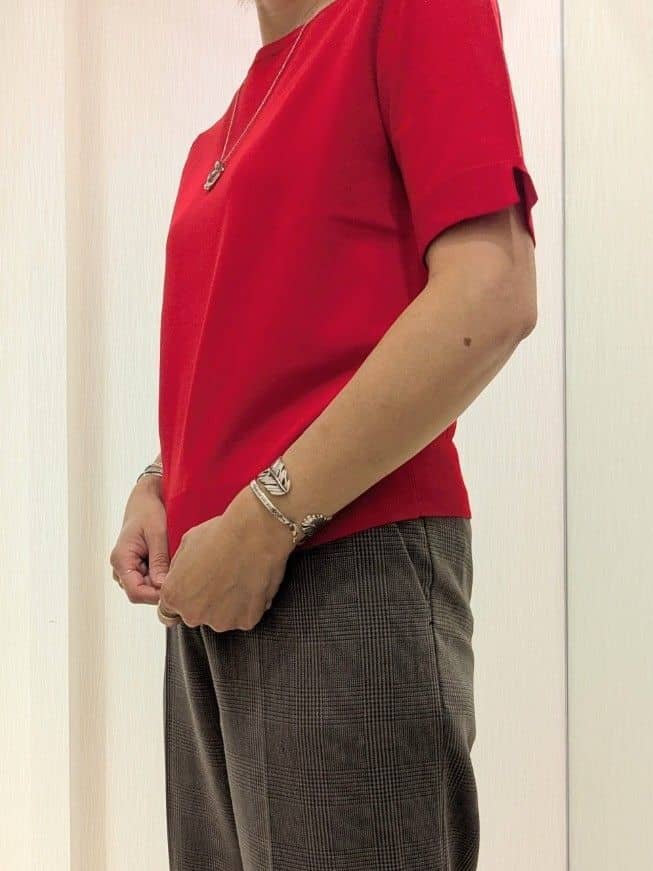 u-macoさんの「UNTITLED｜【アンサンブル可/薄手/洗える】5分袖クルーニット」を使ったコーディネート