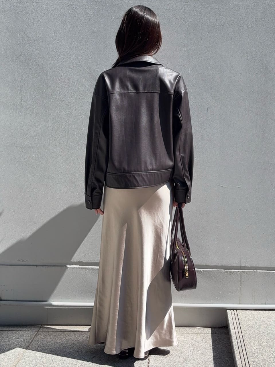 えりさんの「OPAQUE.CLIP｜シンセティックレザー調ブルゾン【洗える】」を使ったコーディネート