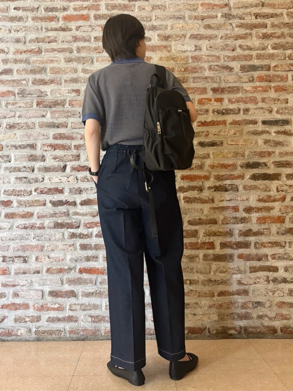 しばさんの「THE SHOP TK｜柄アソートポロニットシャツ【洗濯機OK】」を使ったコーディネート