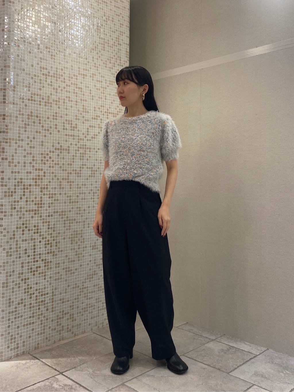 rinaさんの「INDIVI｜カラーネップニット」を使ったコーディネート