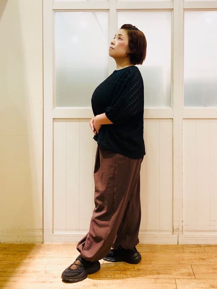 YYYさんの「SHOO･LA･RUE｜【S-LL】涼やかで好印象 シアーチェック ドルマントップス」を使ったコーディネート