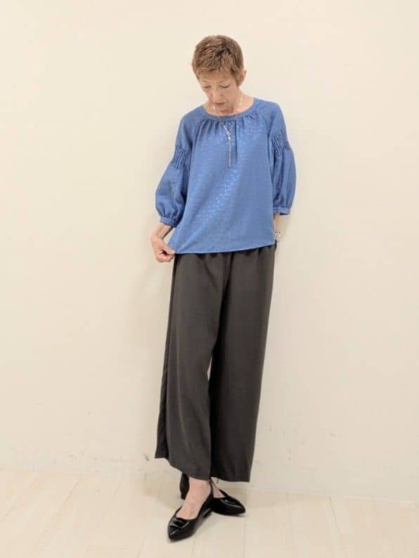 sachiさんの「Reflect｜【ウエスト総ゴム／セットアップ／単品使いOK◎】ベスト＋ストレートパンツセット」を使ったコーディネート