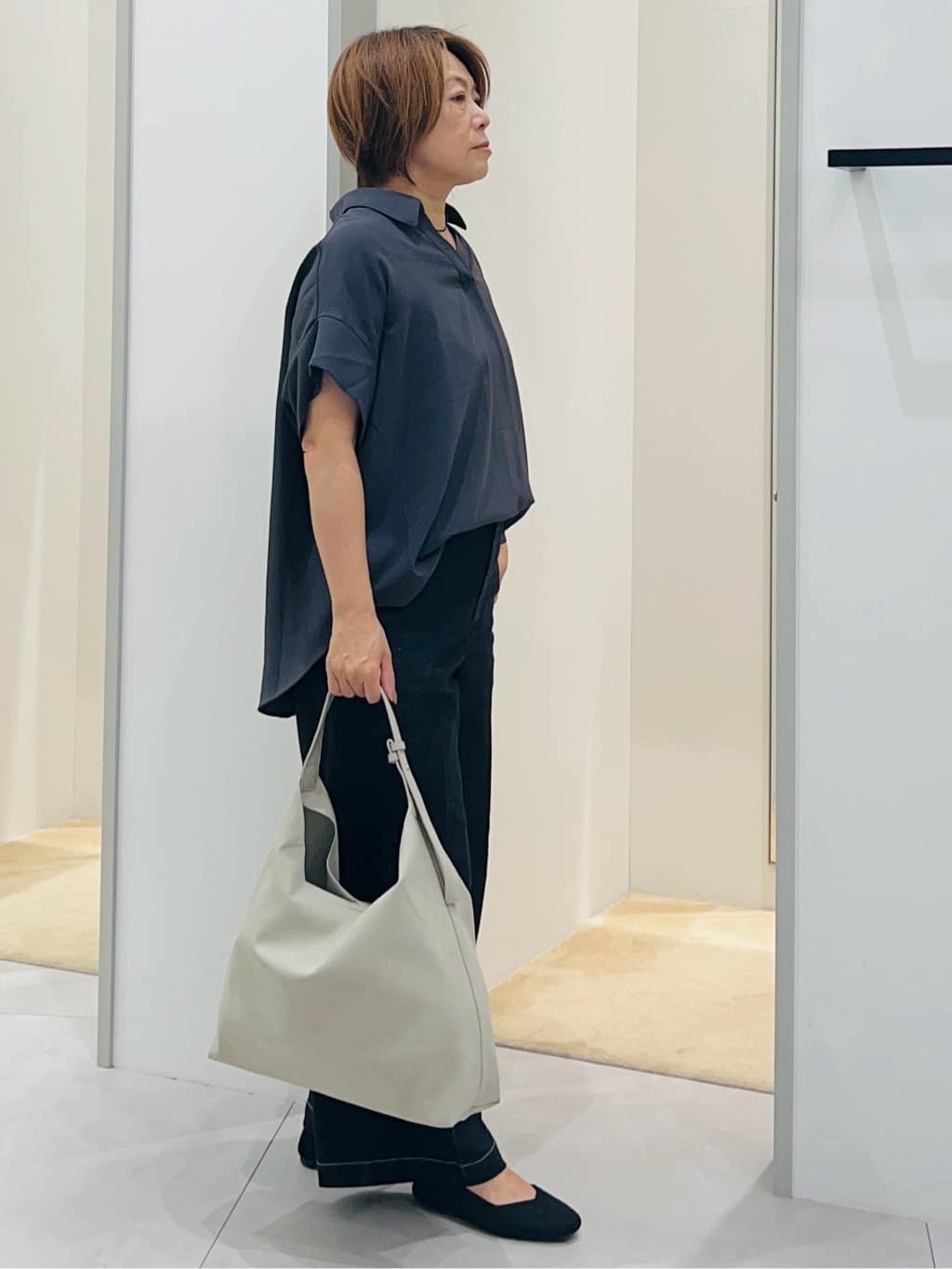 Naruさんの「THE SHOP TK｜【インしなくても決まる】スキッパーシャツ/接触冷感/防シワ/速乾」を使ったコーディネート