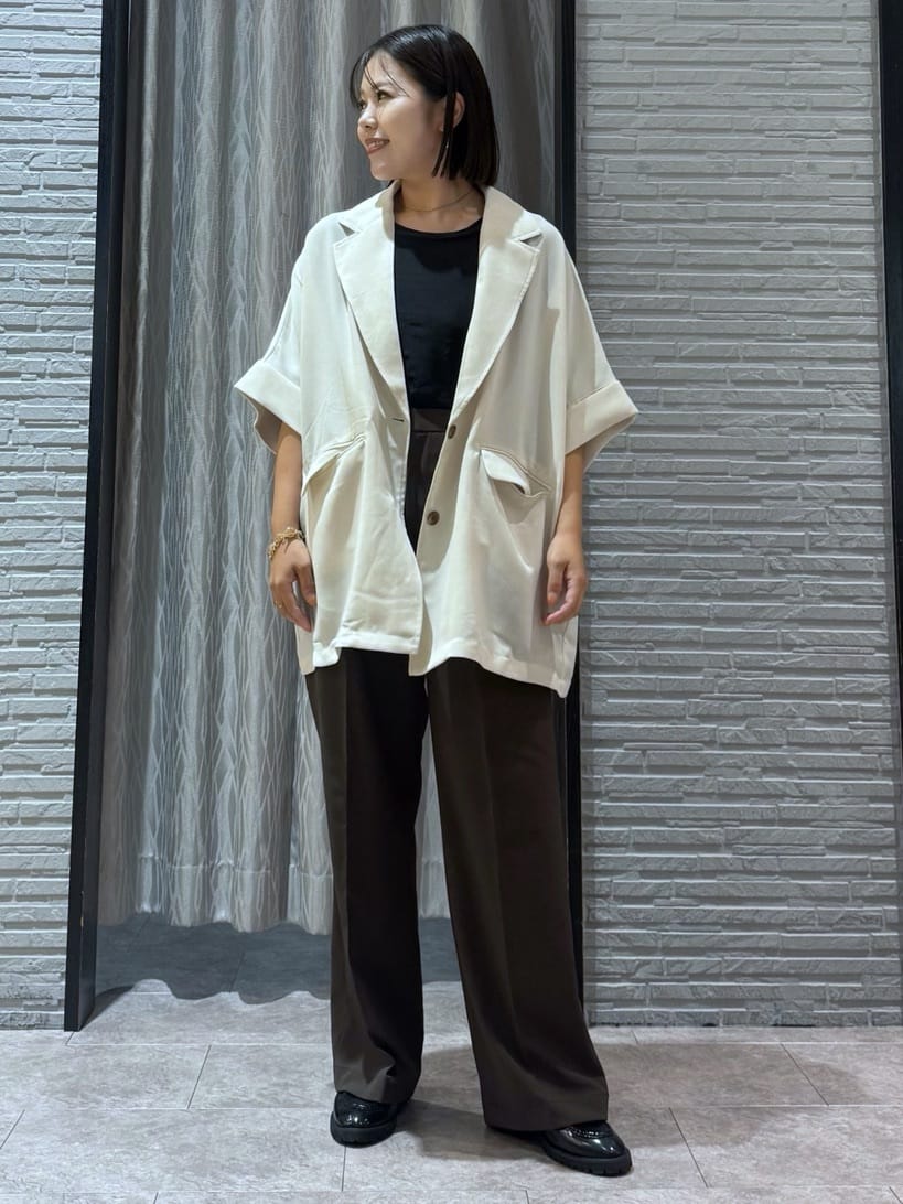 chさんの「THE SHOP TK｜ドルマン半袖ジャケット【洗える】」を使ったコーディネート