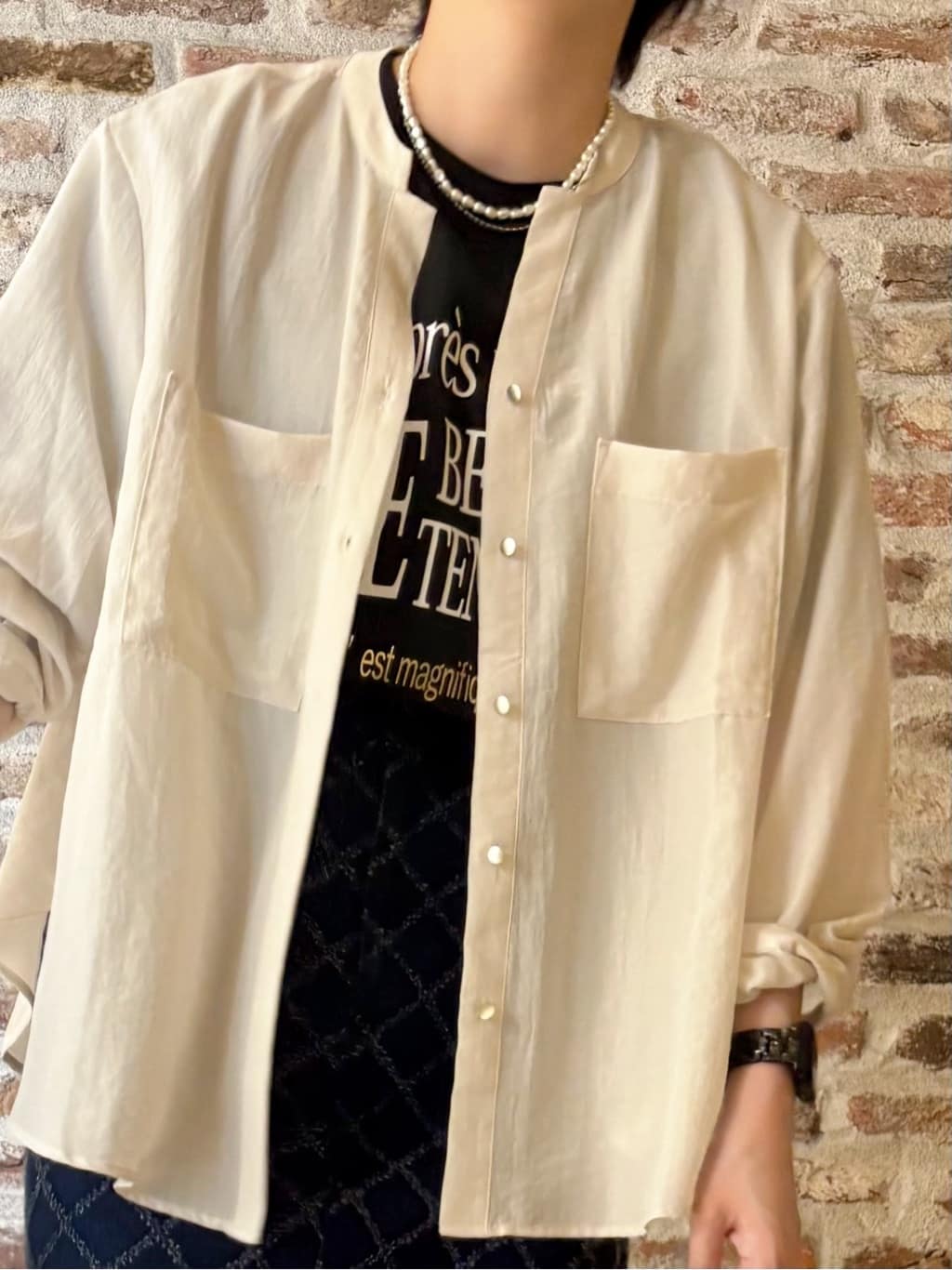 しばさんの「THE SHOP TK｜アソートロゴTシャツ【接触冷感/防シワ/吸水速乾/UVケア/洗濯機OK】」を使ったコーディネート