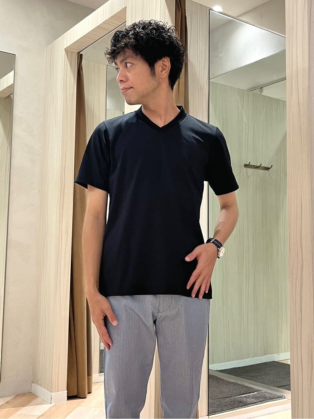 URAさんの「TAKEO KIKUCHI｜【全7サイズ&times;8色展開！】トップマルチヘリンボン パンツ」を使ったコーディネート