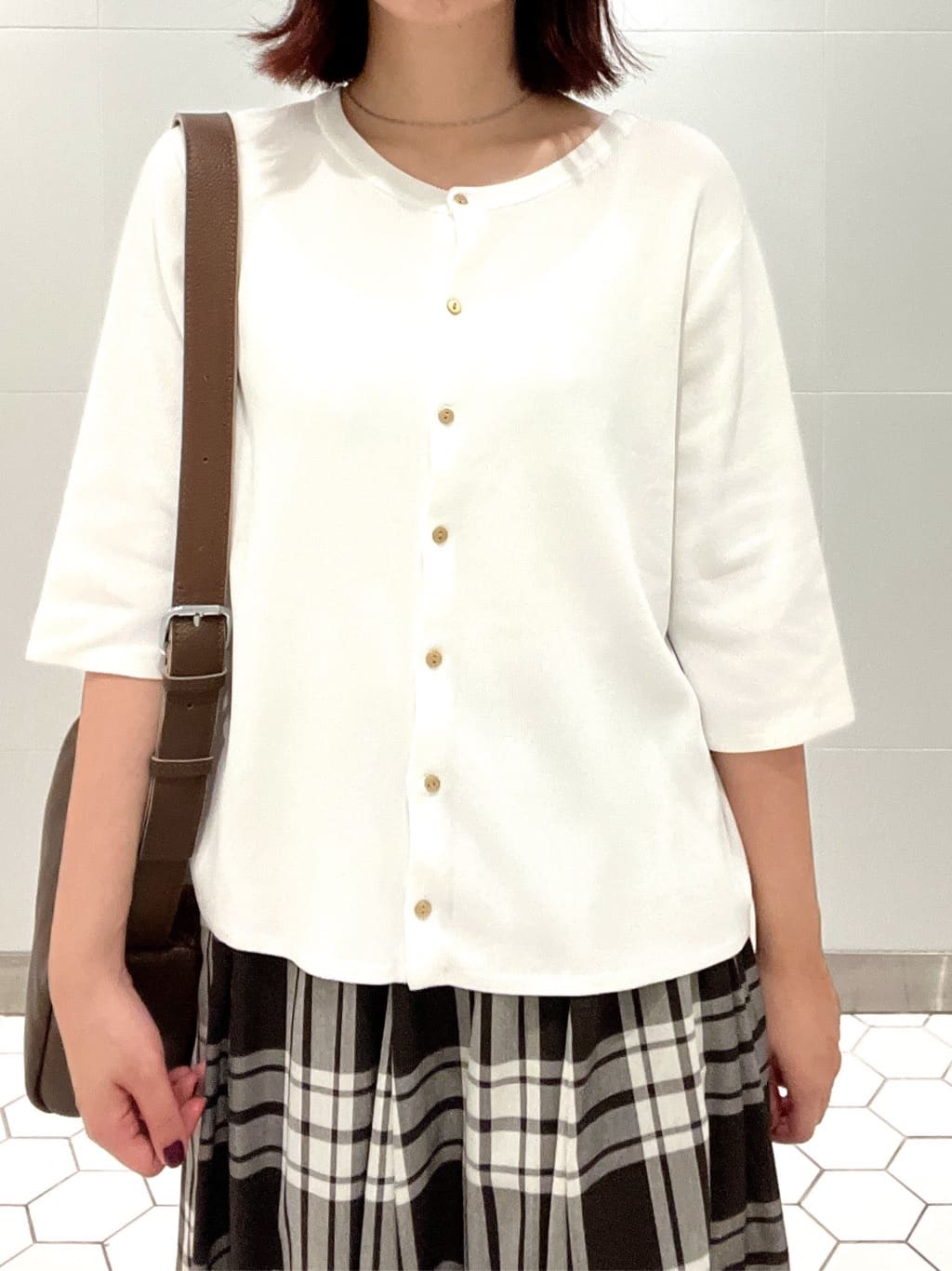 Makinoさんの「Dessin｜【UVカット/洗える】2WAY五分袖カーディガン」を使ったコーディネート