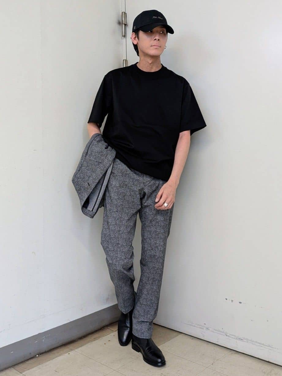 ryoさんの「TAKEO KIKUCHI｜【抗菌防臭】COOL DOTS（R）ドビープリント ジャケット」を使ったコーディネート