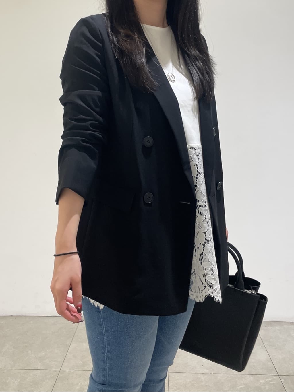 emikaさんの「INDIVI｜【軽く羽織れる！】ダブルジャケット」を使ったコーディネート