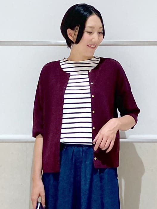 eriko さんの「Dessin｜【UVカット/洗える】2WAY五分袖カーディガン」を使ったコーディネート