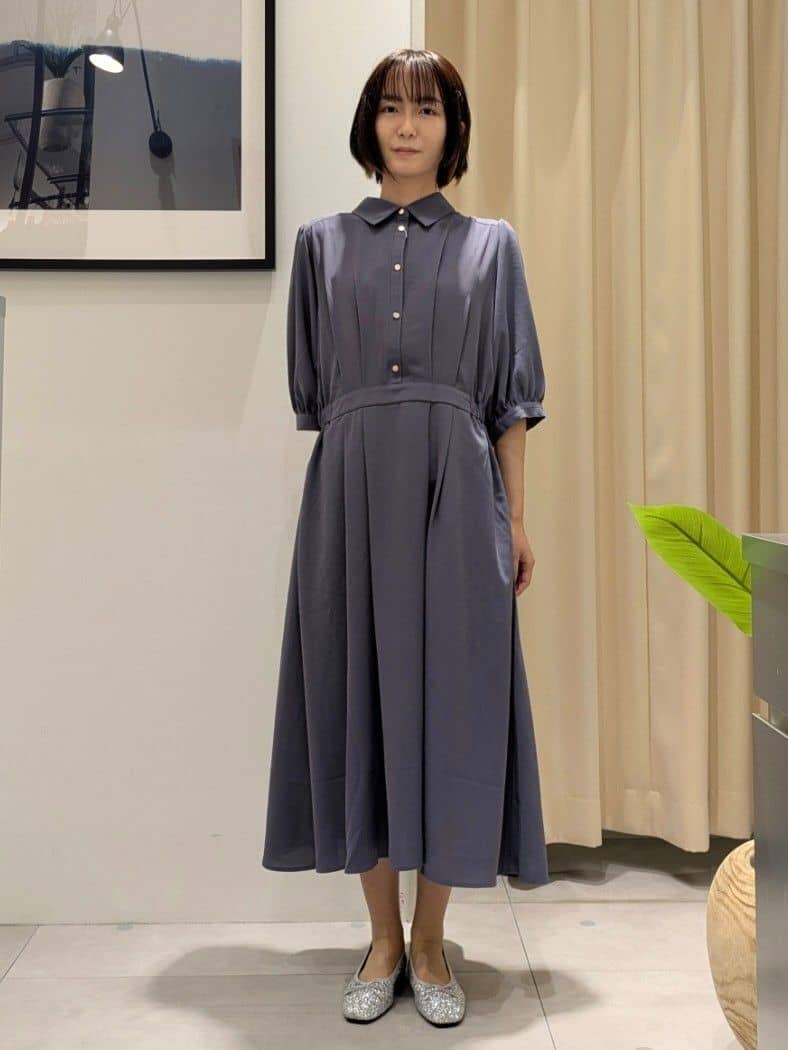 なめさんの「THE SHOP TK｜5分袖シャツワンピース【防シワ/吸水速乾/UVケア/洗濯機OK】」を使ったコーディネート