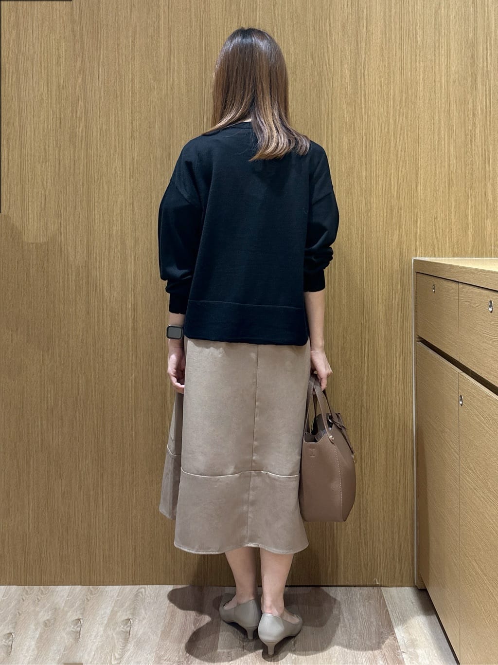 yukaさんの「OPAQUE.CLIP｜タックパフスリーブワンピース【洗濯機洗い可／イージーアイロン】」を使ったコーディネート